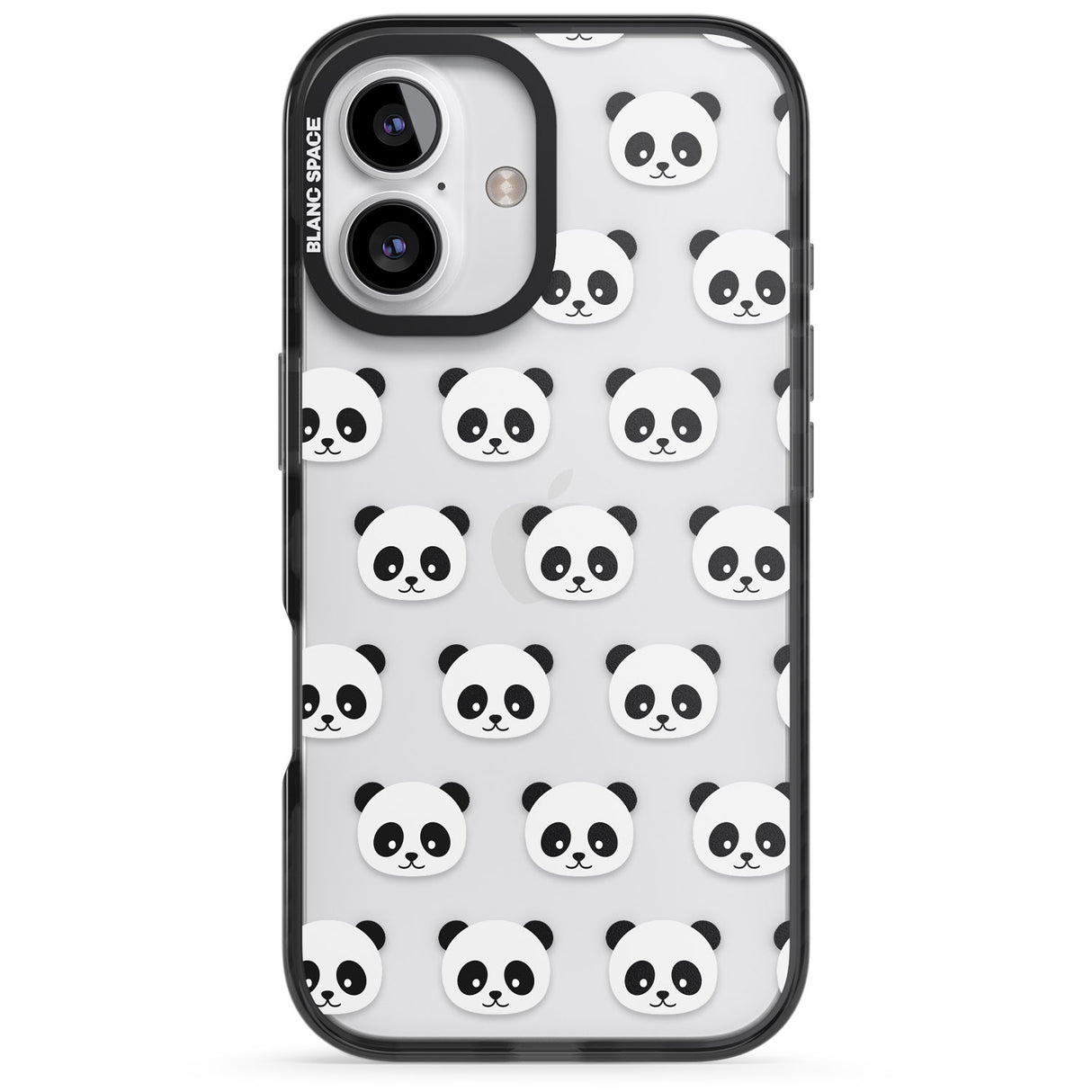 iPhone 16 Pro Max Panda Face Pattern Black Impact Phone Case