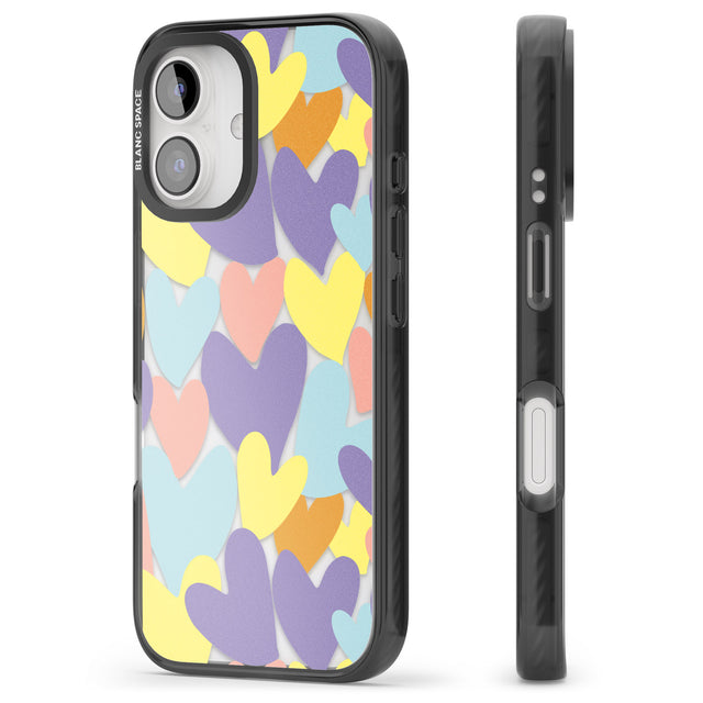 iPhone 16 Pro Max Pastel Hearts Black Impact Phone Case