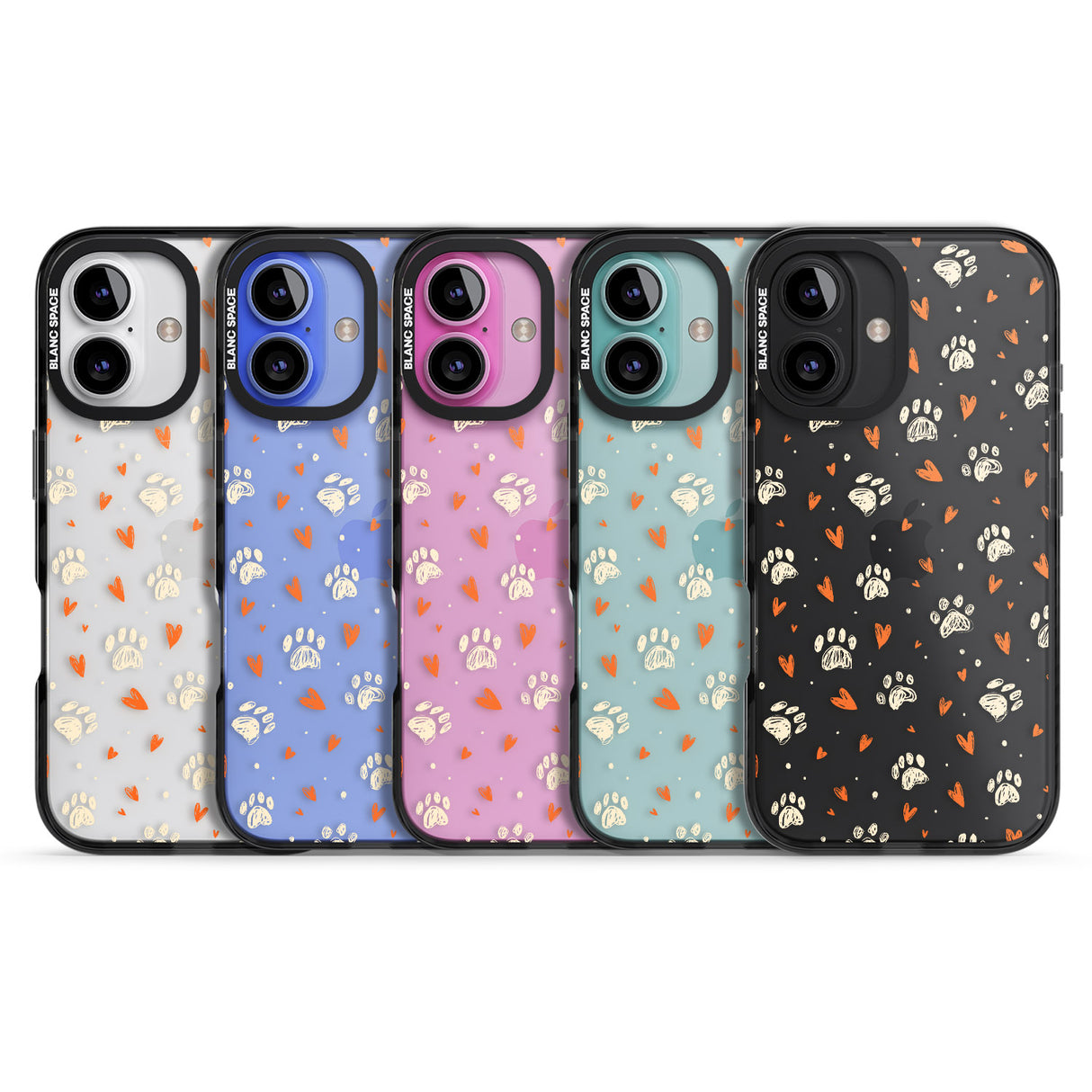 iPhone 16 Pro Max Paws & Hearts Pattern (Clear) Black Impact Phone Case