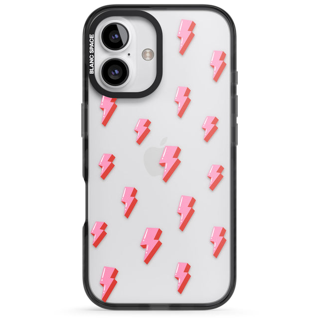 iPhone 16 Pro Max Pink Bolt Pattern Black Impact Phone Case