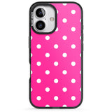 iPhone 16 Pro Max Pink Polka Dot Black Impact Phone Case