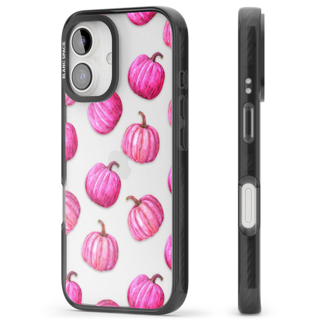 Pink Pumpkins Black Impact Phone Case for iPhone 16, iPhone 16 Plus