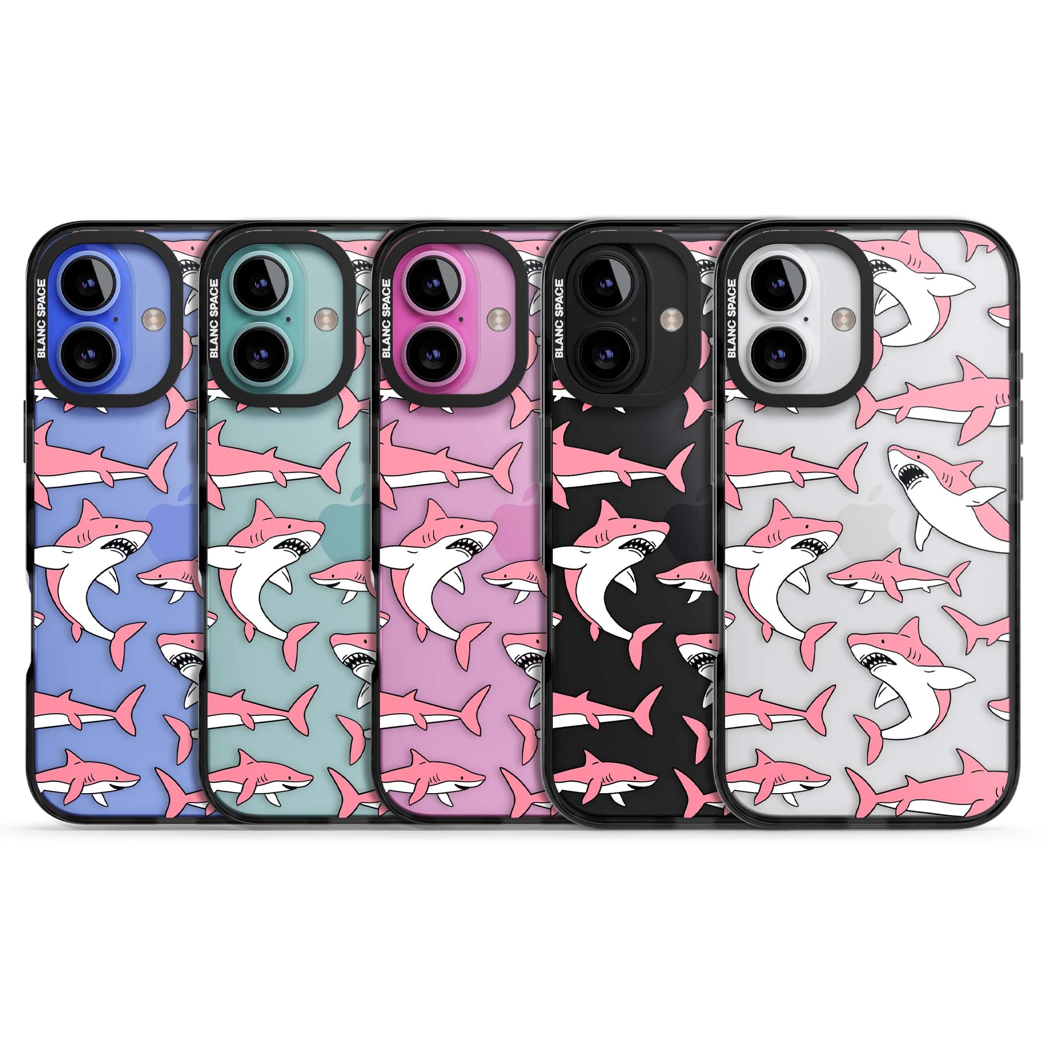 Bubblegum Sharks for her iPhone case | Black Impact case for iPhone 16, iPhone 16 Plus