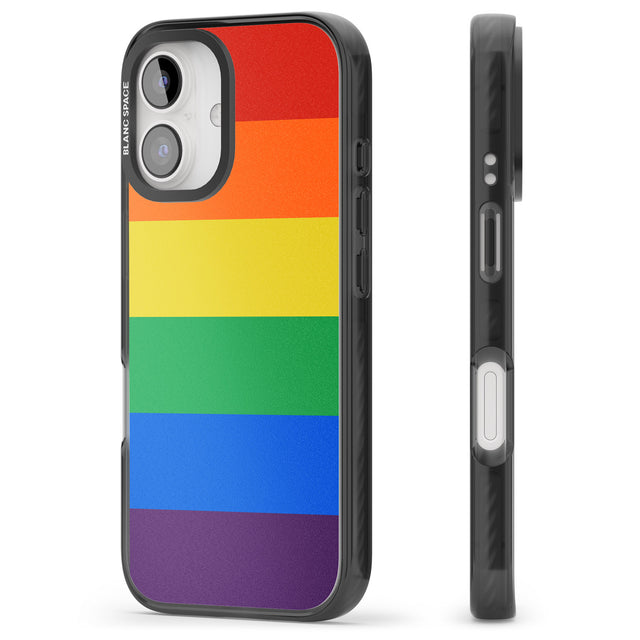 iPhone 16 Pro Max Rainbow Stripes Black Impact Phone Case