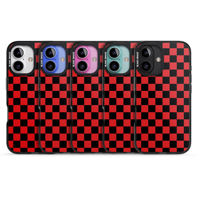 iPhone 16 Pro Max Red Black Checkered Black Impact Phone Case