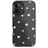 iPhone 16 Pro Max White Hearts Pattern Black Impact Phone Case