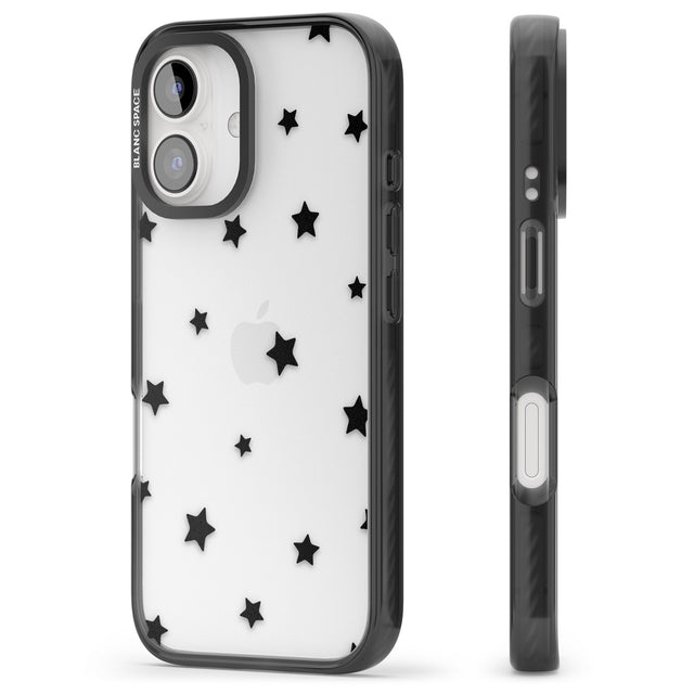 iPhone 16 Pro Max Black Stars Pattern Black Impact Phone Case