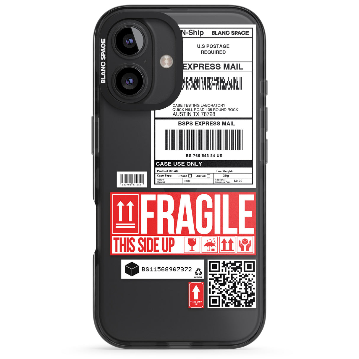 iPhone 16 Pro Max Shipping Label Black Impact Phone Case