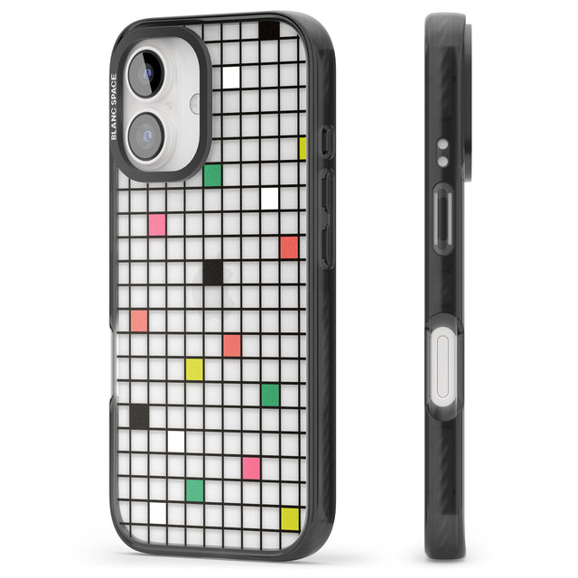 iPhone 16 Pro Max Vibrant Clear Geometric Grid Black Impact Phone Case