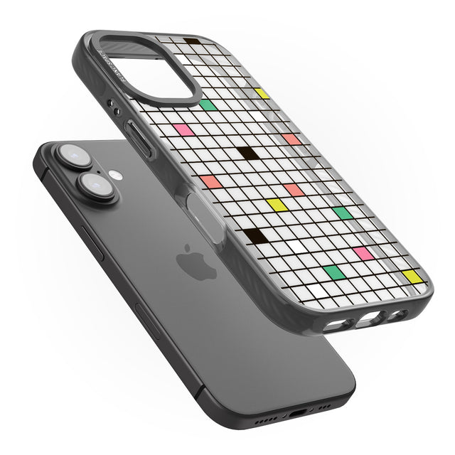 iPhone 16 Pro Max Vibrant Clear Geometric Grid Black Impact Phone Case