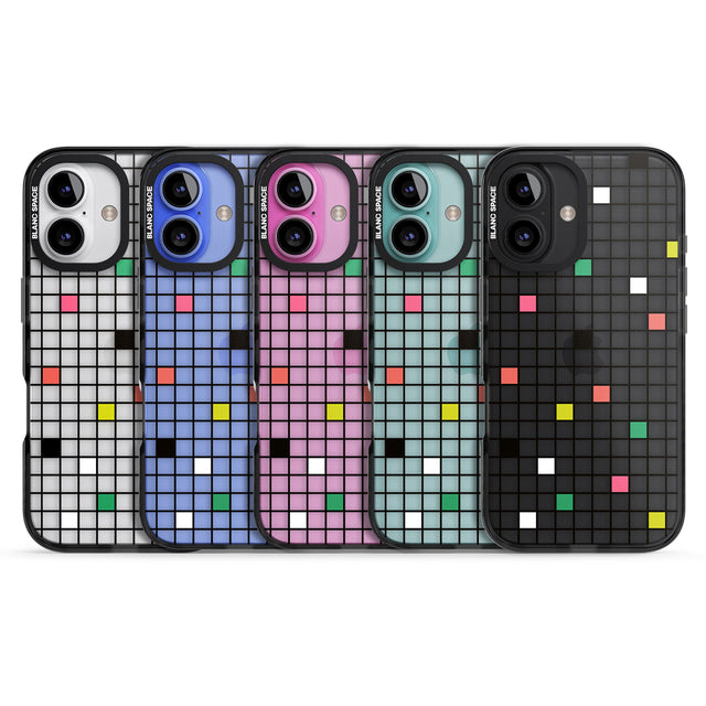 iPhone 16 Pro Max Vibrant Clear Geometric Grid Black Impact Phone Case