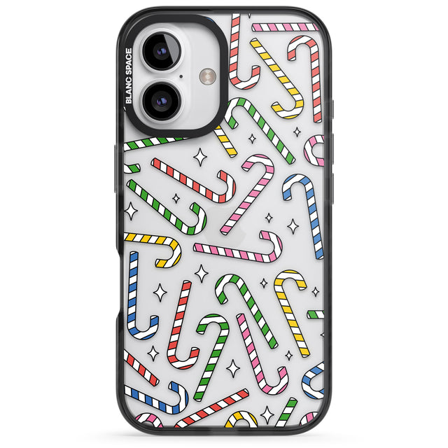 iPhone 16 Pro Max Colourful Stars & Candy Canes Black Impact Phone Case