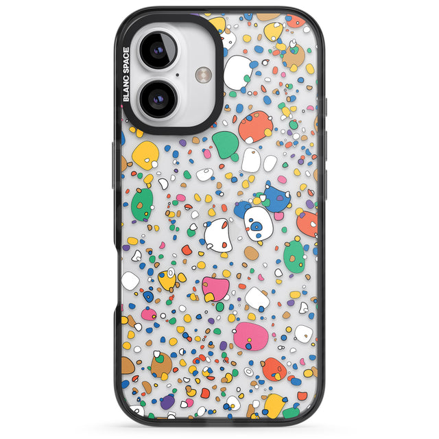 iPhone 16 Pro Max Colourful Confetti Pebbles Black Impact Phone Case