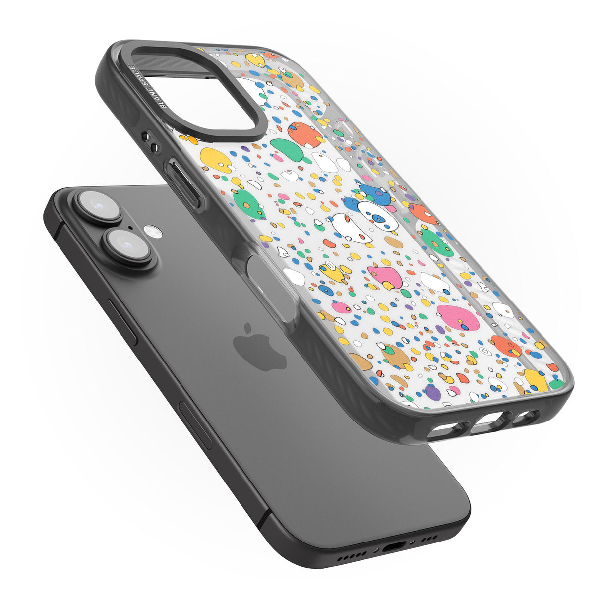 iPhone 16 Pro Max Colourful Confetti Pebbles Black Impact Phone Case