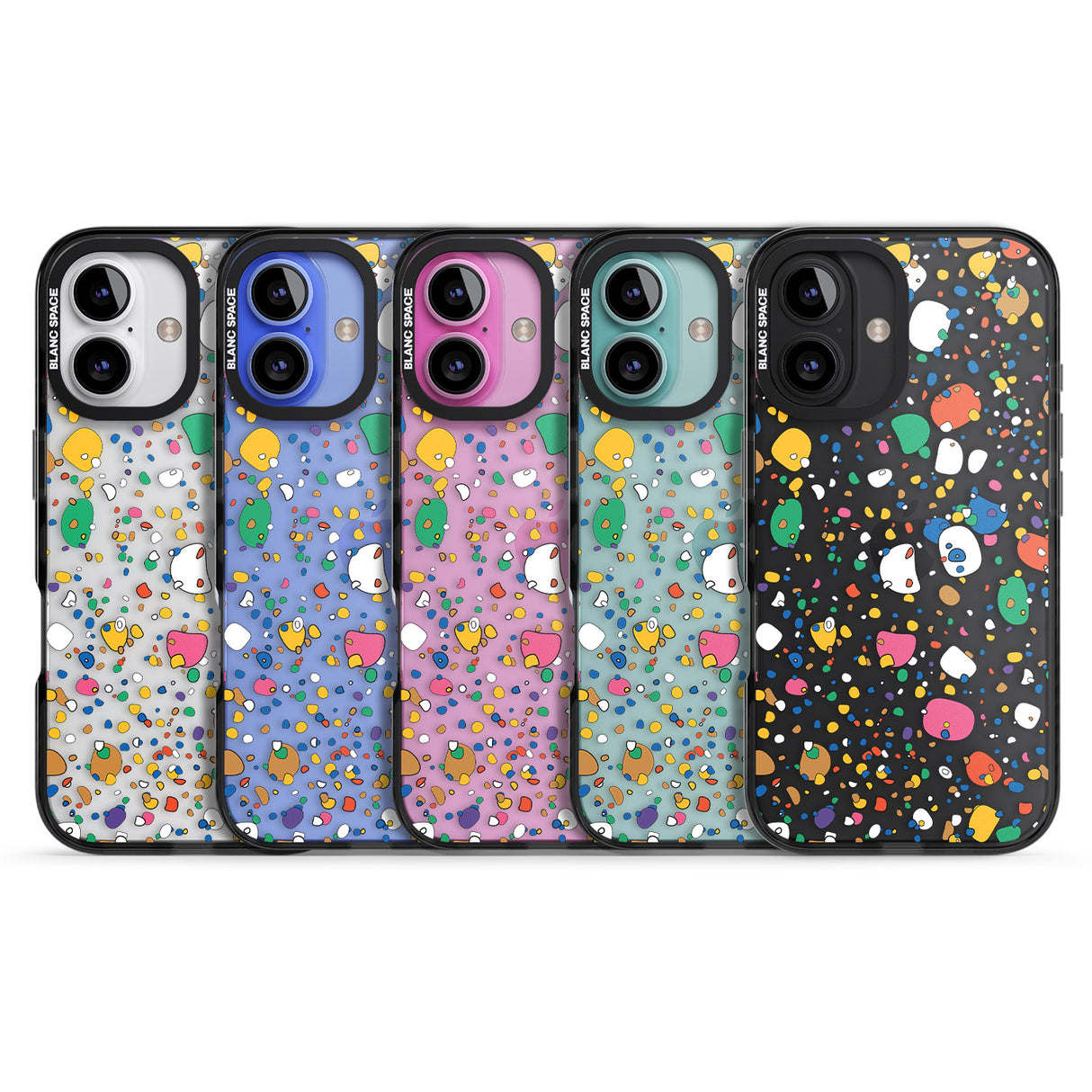 iPhone 16 Pro Max Colourful Confetti Pebbles Black Impact Phone Case