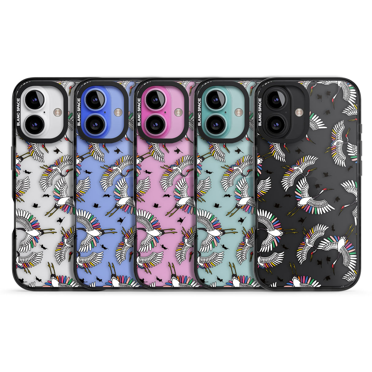 iPhone 16 Pro Max Colourful Crane Pattern Black Impact Phone Case