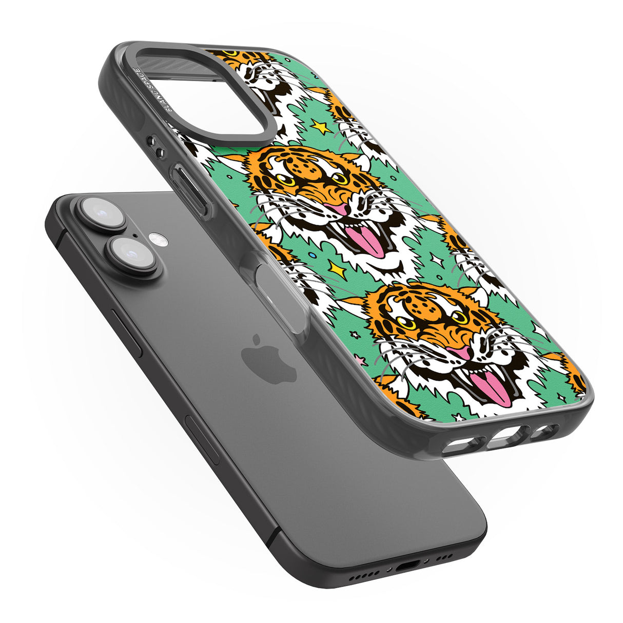 iPhone 16 Pro Max Fierce Jungle Tigers (Green) Black Impact Phone Case