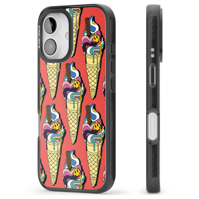 iPhone 16 Pro Max Trip & Drip Ice Cream (Red) Black Impact Phone Case