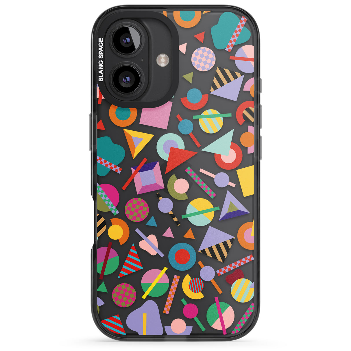 iPhone 16 Pro Max Retro Carnival Shapes Black Impact Phone Case