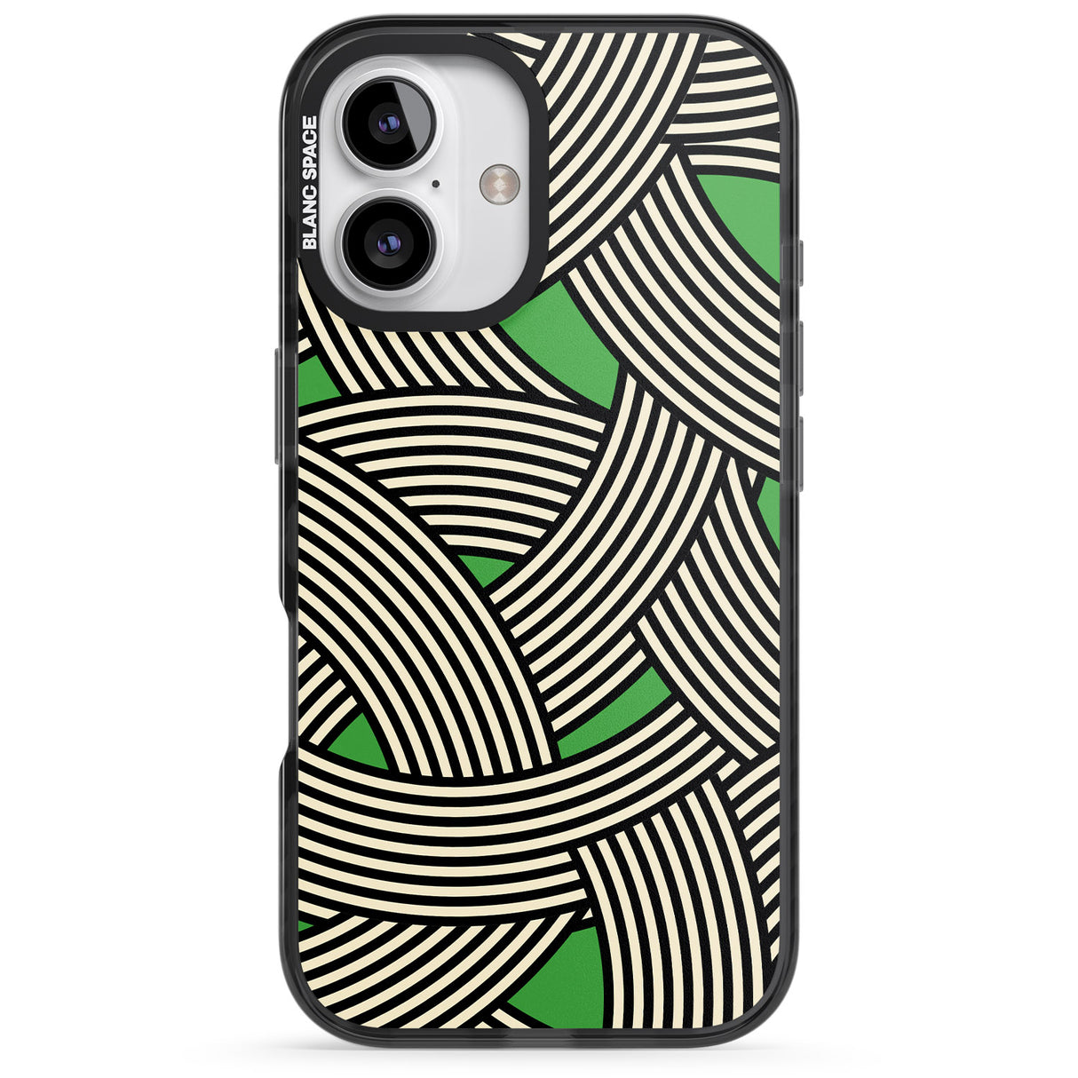 iPhone 16 Pro Max Green Optic Waves Black Impact Phone Case