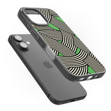 iPhone 16 Pro Max Green Optic Waves Black Impact Phone Case