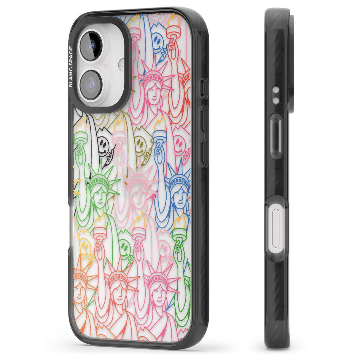 iPhone 16 Pro Max Multicolour Liberty Line Pattern Black Impact Phone Case