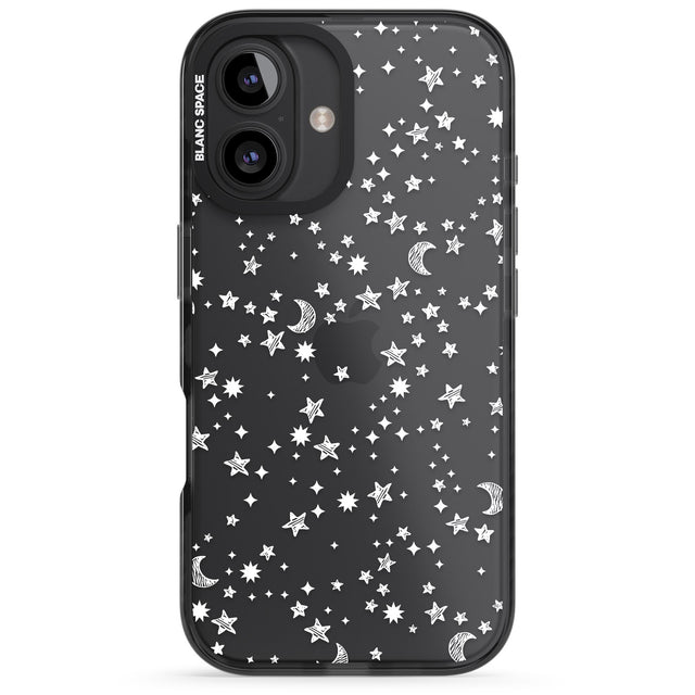 iPhone 16 Pro Max White Cosmic Galaxy Pattern Black Impact Phone Case