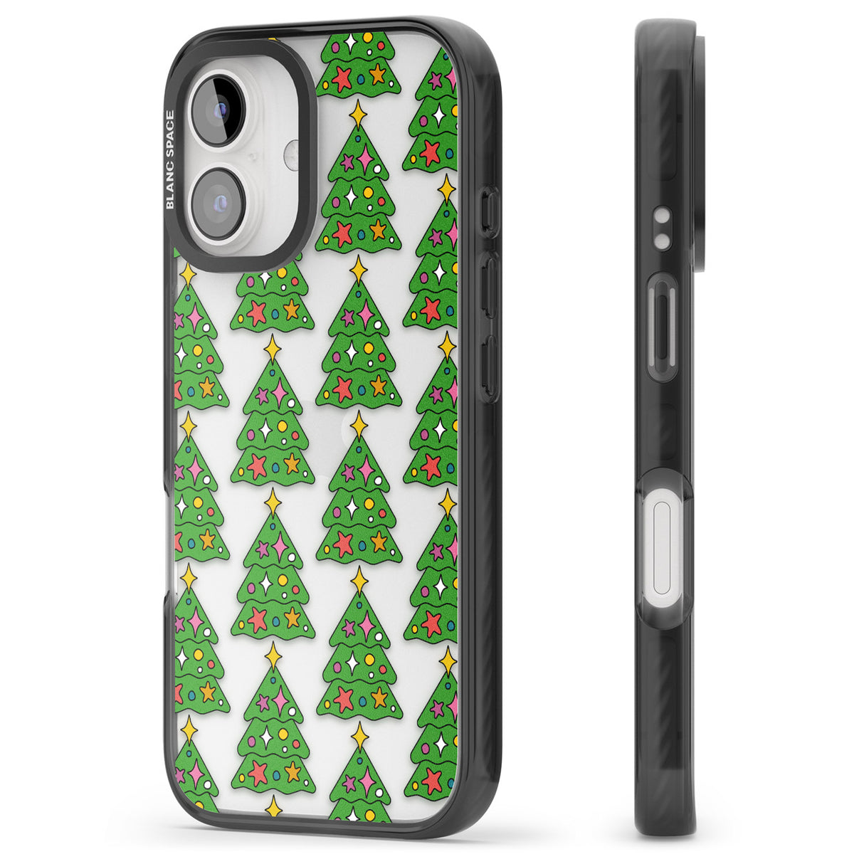 iPhone 16 Pro Max Christmas Tree Pattern (Clear) Black Impact Phone Case