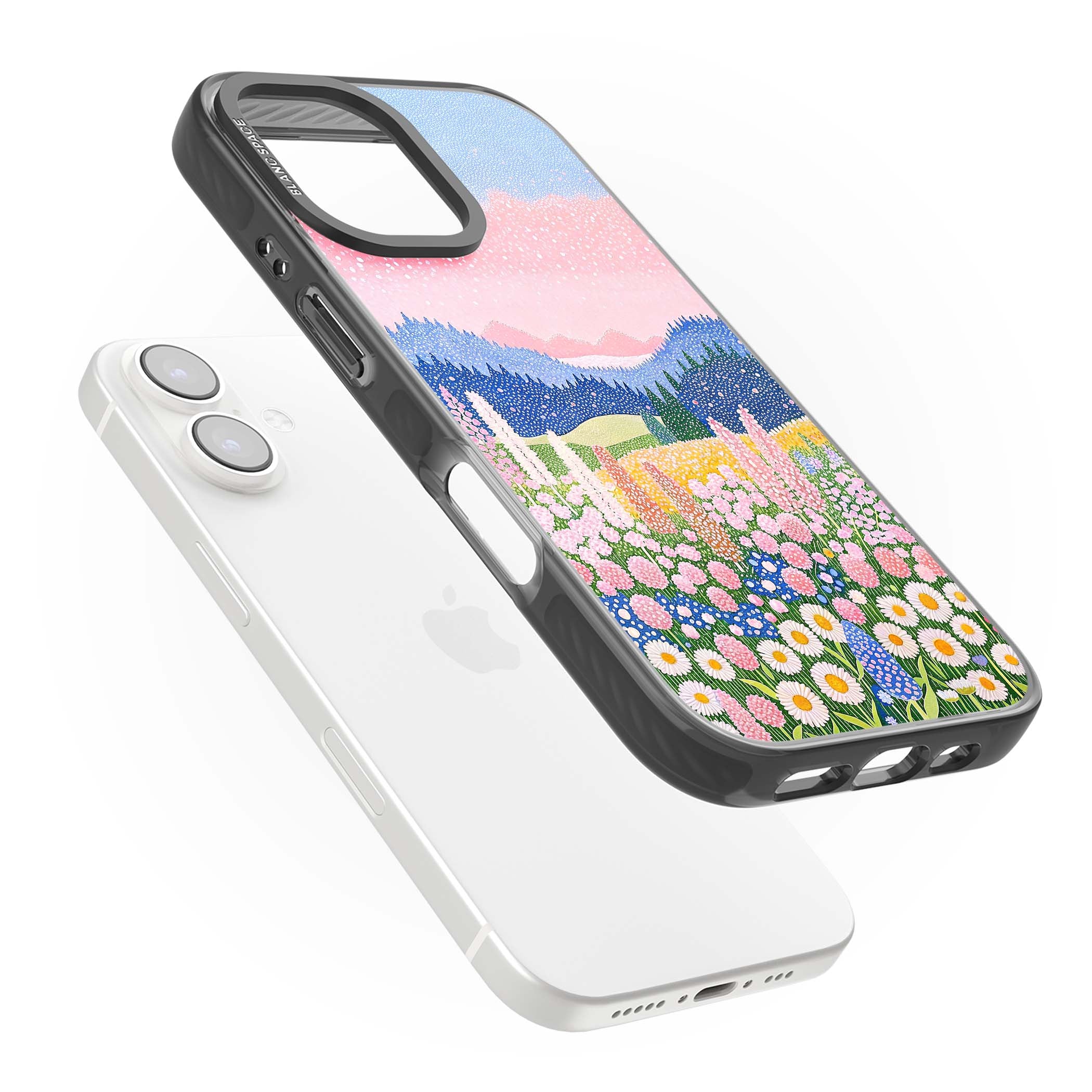 Valley Horizon cottagecore iPhone case | Black Impact case for iPhone 16, iPhone 16 Plus