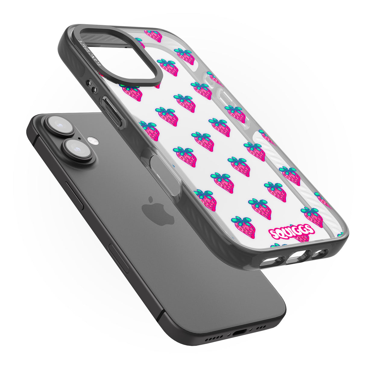 iPhone 16 Pro Max Strawberry Patch Black Impact Phone Case