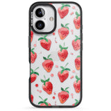 iPhone 16 Pro Max Strawberry Watercolour Black Impact Phone Case