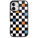 iPhone 16 Pro Max Vibrant Retro Checkered Black Impact Phone Case + Magsafe