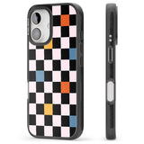 iPhone 16 Pro Max Vibrant Retro Checkered Black Impact Phone Case + Magsafe