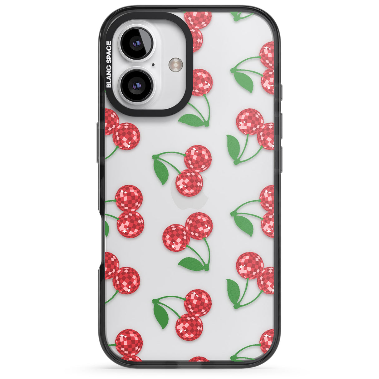 iPhone 16 Pro Max Disco Cherry Pattern Black Impact Phone Case + Magsafe