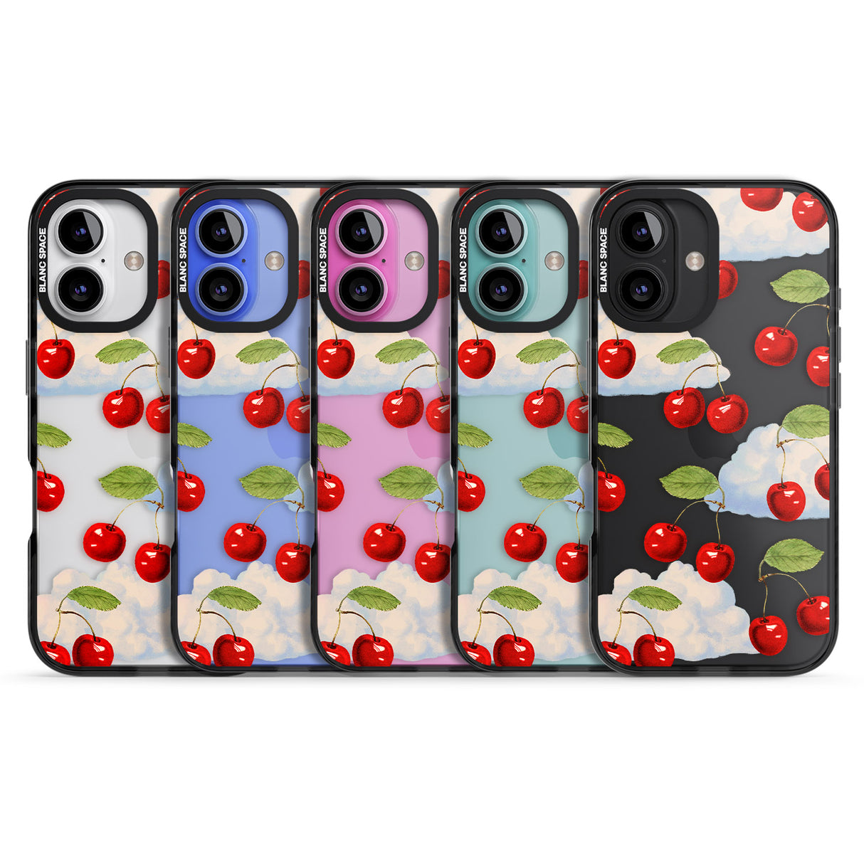 iPhone 16 Pro Max Vintage Cherries & Clouds Black Impact Phone Case + Magsafe