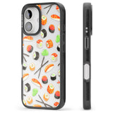 iPhone 16 Pro Max Sushi & Chopsticks Watercolour Pattern Black Impact Phone Case