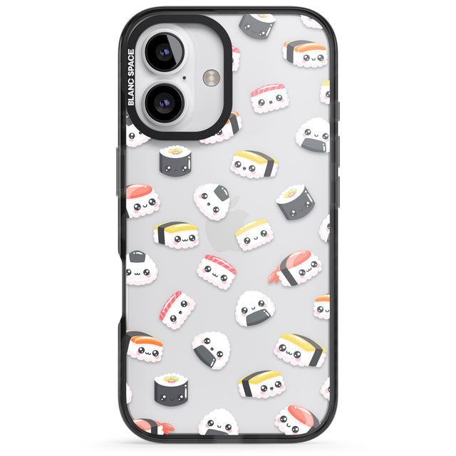 iPhone 16 Pro Max Kawaii Sushi & Rice Black Impact Phone Case