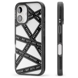 iPhone 16 Pro Max Caution Tape (Clear) Not Cute Just Psycho Black Impact Phone Case