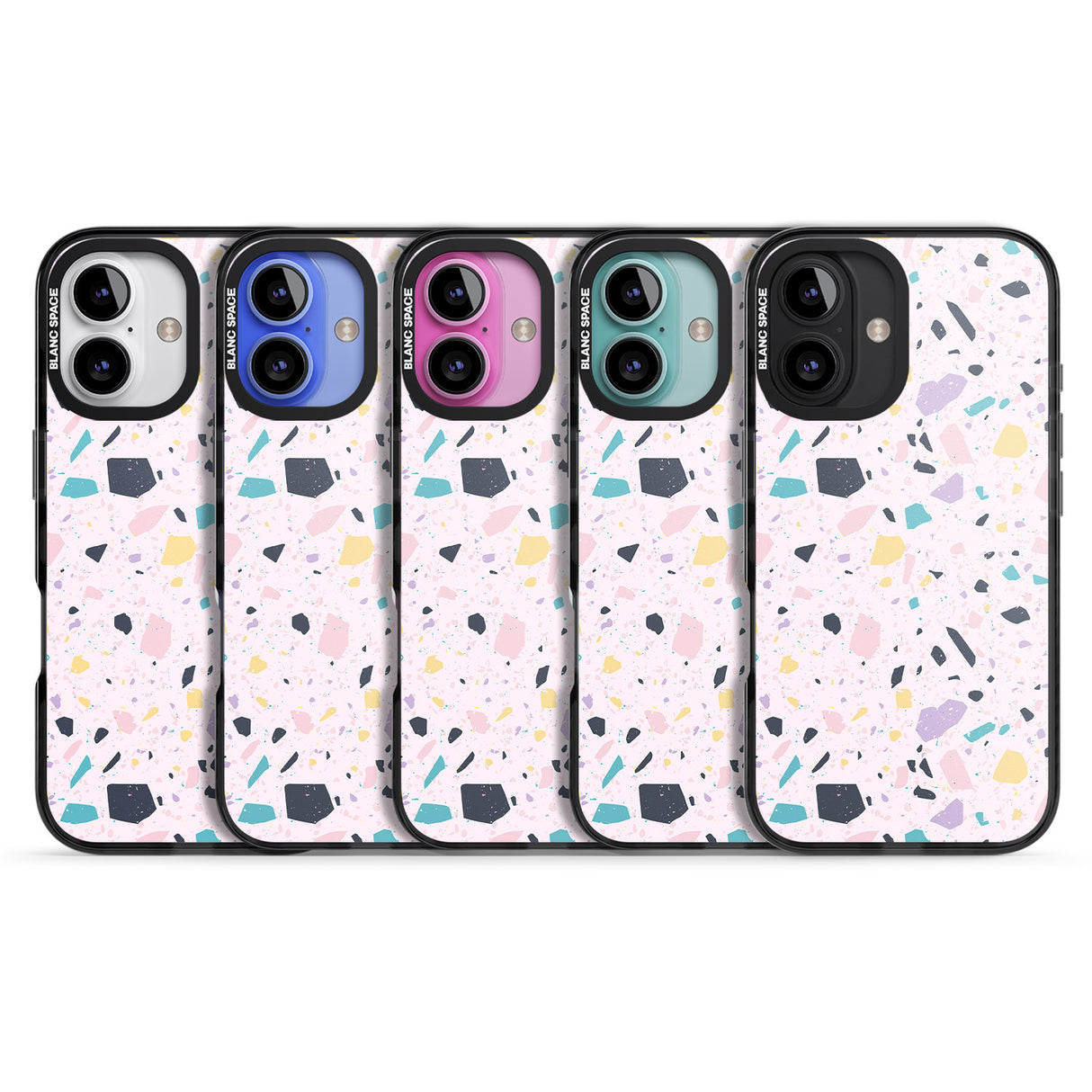 iPhone 16 Pro Max Pink, Purple & Turquoise Terrazzo Pattern Black Impact Phone Case