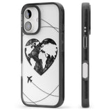 iPhone 16 Pro Max Globe Heart Black Impact Phone Case