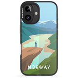 iPhone 16 Pro Max Vintage Travel Poster Norway Black Impact Phone Case