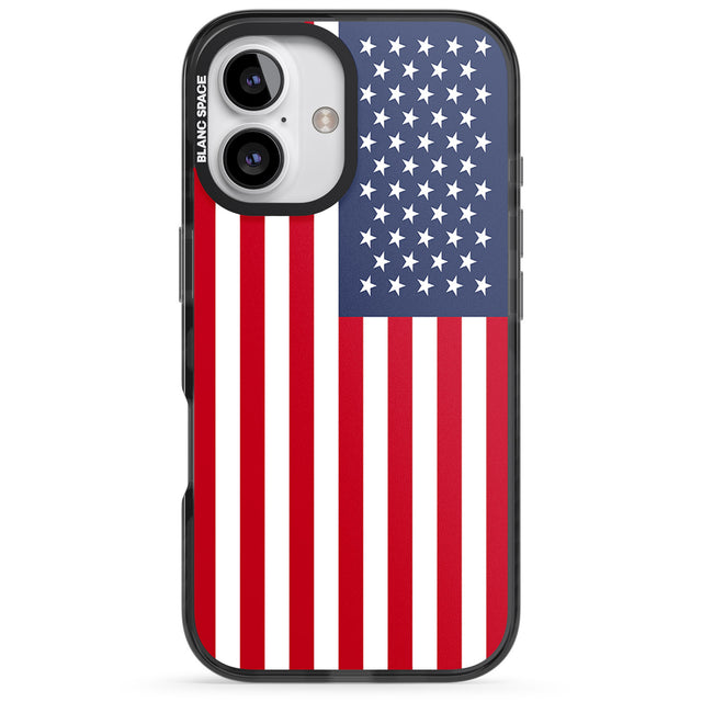 iPhone 16 Pro Max American Flag Black Impact Phone Case