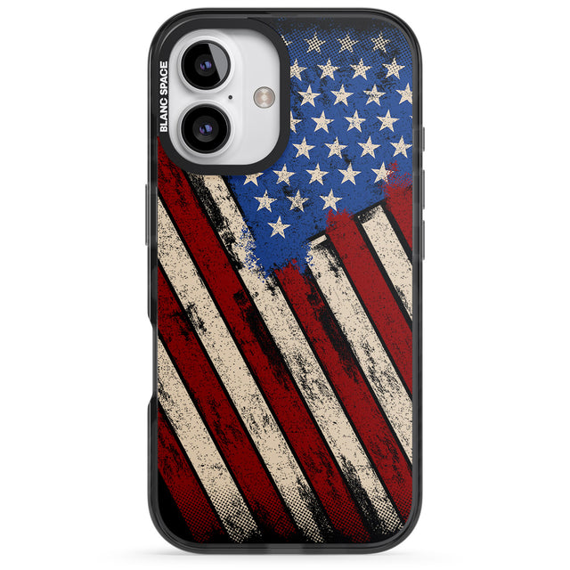 iPhone 16 Pro Max Distressed US Flag Black Impact Phone Case