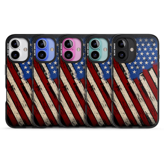 iPhone 16 Pro Max Distressed US Flag Black Impact Phone Case