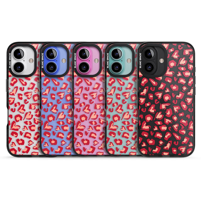 iPhone 16 Pro Max Heart Leopard Print Black Impact Phone Case