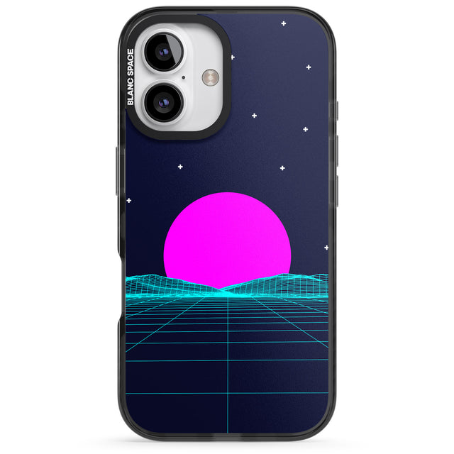 iPhone 16 Pro Max Miami Sunset Vaporwave Black Impact Phone Case