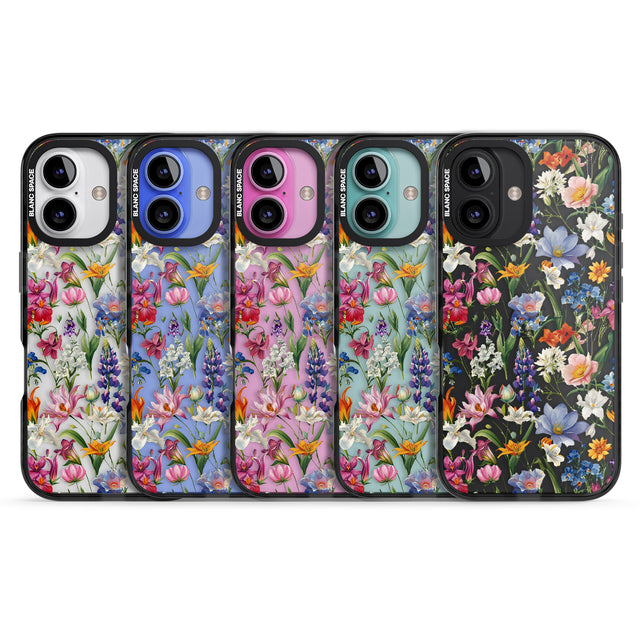 iPhone 16 Pro Max Vintage Wildflowers Black Impact Phone Case + Magsafe