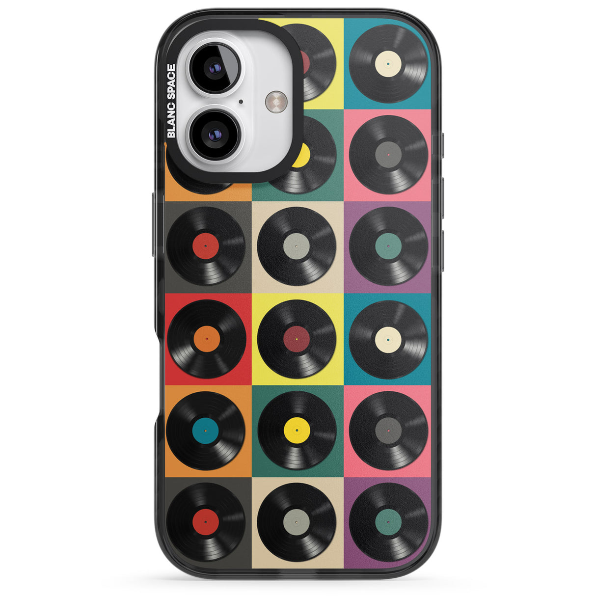 iPhone 16 Pro Max Vinyl Record Pattern Black Impact Phone Case