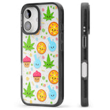 iPhone 16 Pro Max Kawaii Weed Pattern Black Impact Phone Case