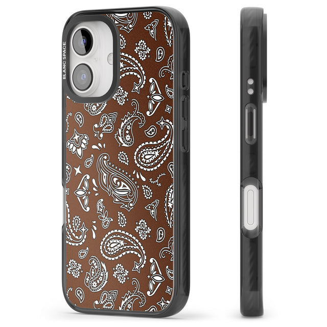 iPhone 16 Pro Max Brown Bandana Black Impact Phone Case